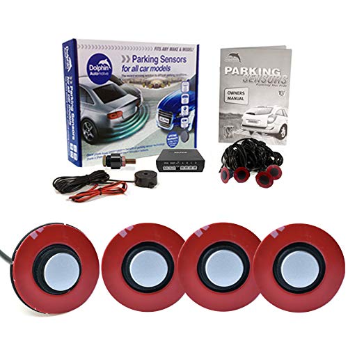 Dolphin Automotive DFM400F Front Parking Sensors With Longer Leads. Flush Fit OEM Style 4 Sensor Audio Alert Kit With Rocker Switch (Silver)