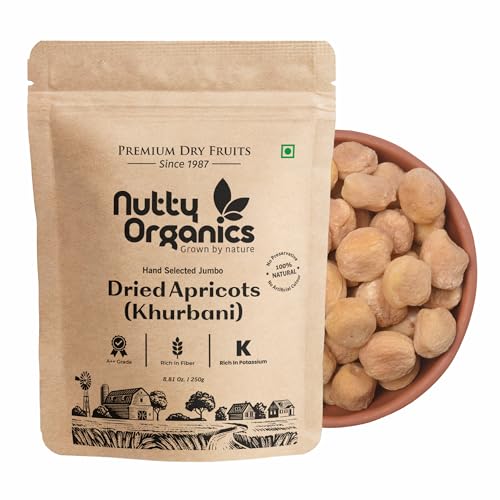 Nutty Organics Dried Apricots Jardalu 500 Gm | Nutritious| Rich i...