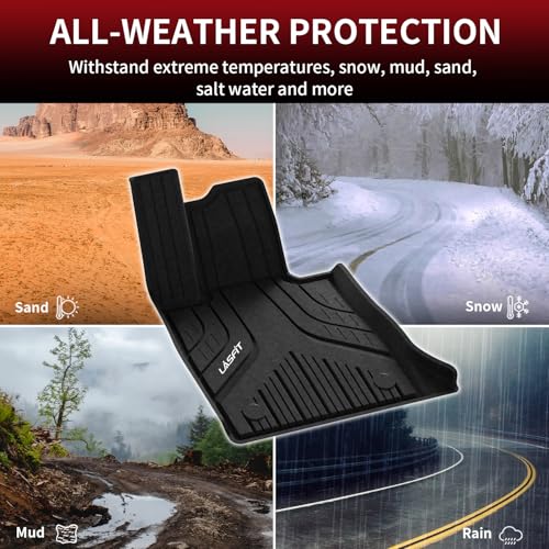 Image of LASFIT Floor Mats for BMW 5 Series G60 Gas 2024-2026 2027 530i 540i xDrive | Not Fit 550e Hybrid or i5 EV, All Weather TPE Custom Fit Floor Liners, 1st & 2nd Row Car Mats, Black