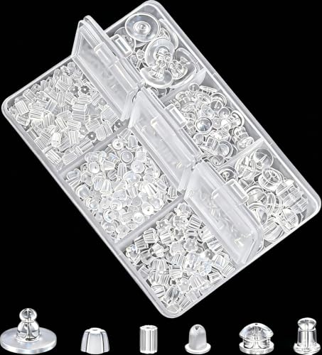 Image of Earring Backs, Earring Backings iBayam Multiple Styles Earring Back Clips Earring Backs Butterfly Metal Rubber Plastic Secure Earring Backs for Safety (550)