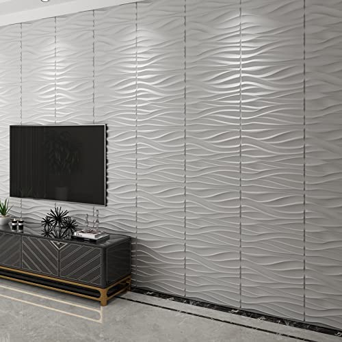 Image of Art3d 19.7 inch x 19.7 inch (Pack Of 12) Wall Panel Wavy, White