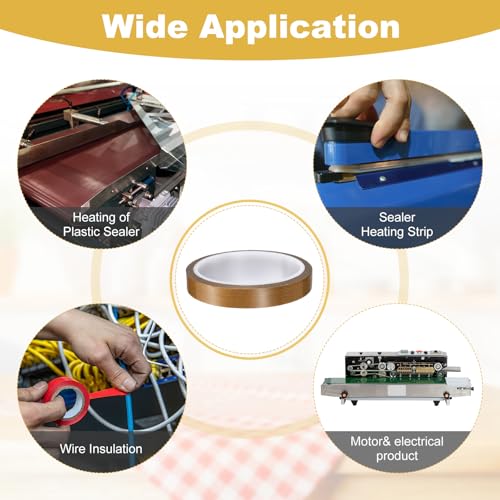 Image of PATIKIL High Temperature PTFE Tape 9 /16 Inch x 33 Feet, PTFE Coated Fiberglass Adhesive Tape for Vacuum Sealer Machines Hand-Impulse Sealers Insulation, Brown