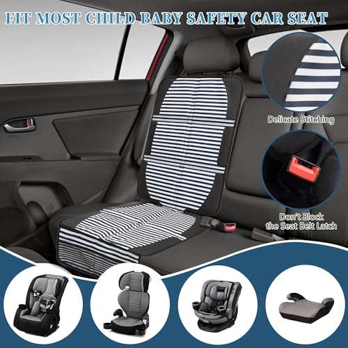 Image of Car Seat Protector for Child Car Seat, 2 Pack Baby Car Seat Covers with Mesh Pockets & Non-Slip Backing 600D Durable Seat Protector Under Baby Car Seat for Car Back Seat (Stripe, Large)