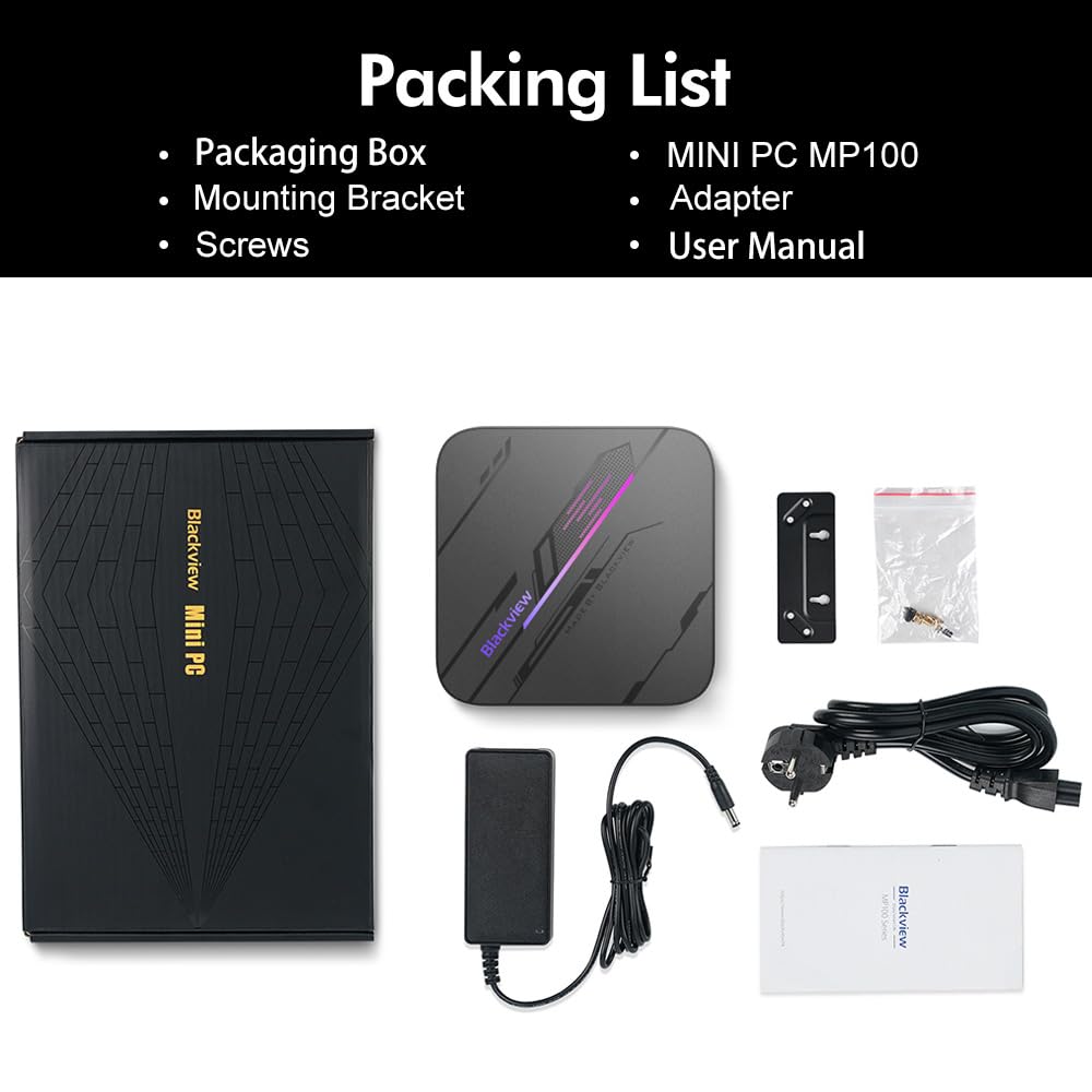 Blackview MP100 Pro Mini PC, Intel i3-1215U (hasta 4.4GHz), DDR4 16GB (hasta 64GB) RAM 512GB (hasta 2TB) PCIE 4.0 SSD M.2, Triple Pantalla 4K, WiFi 6, Bluetooth 5.2, Windows 11 Pro, 3 años garantía