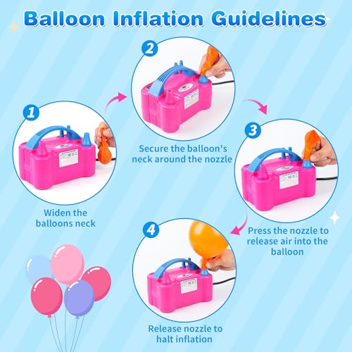 Image of Electric Balloon Pump, Portable Electric Balloon Blower Machine Balloon Air Pump Dual Nozzle 110V 600W Balloon Inflator for Party Decorations