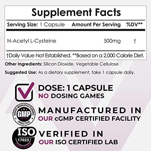 Nootropics Depot N-Acetyl L-Cysteine Capsules | 500mg | NAC | 60 Count | Supports Healthy Liver Function | Cellular Health | Glutathione Levels | Healthy Oxidation Levels - Image 3
