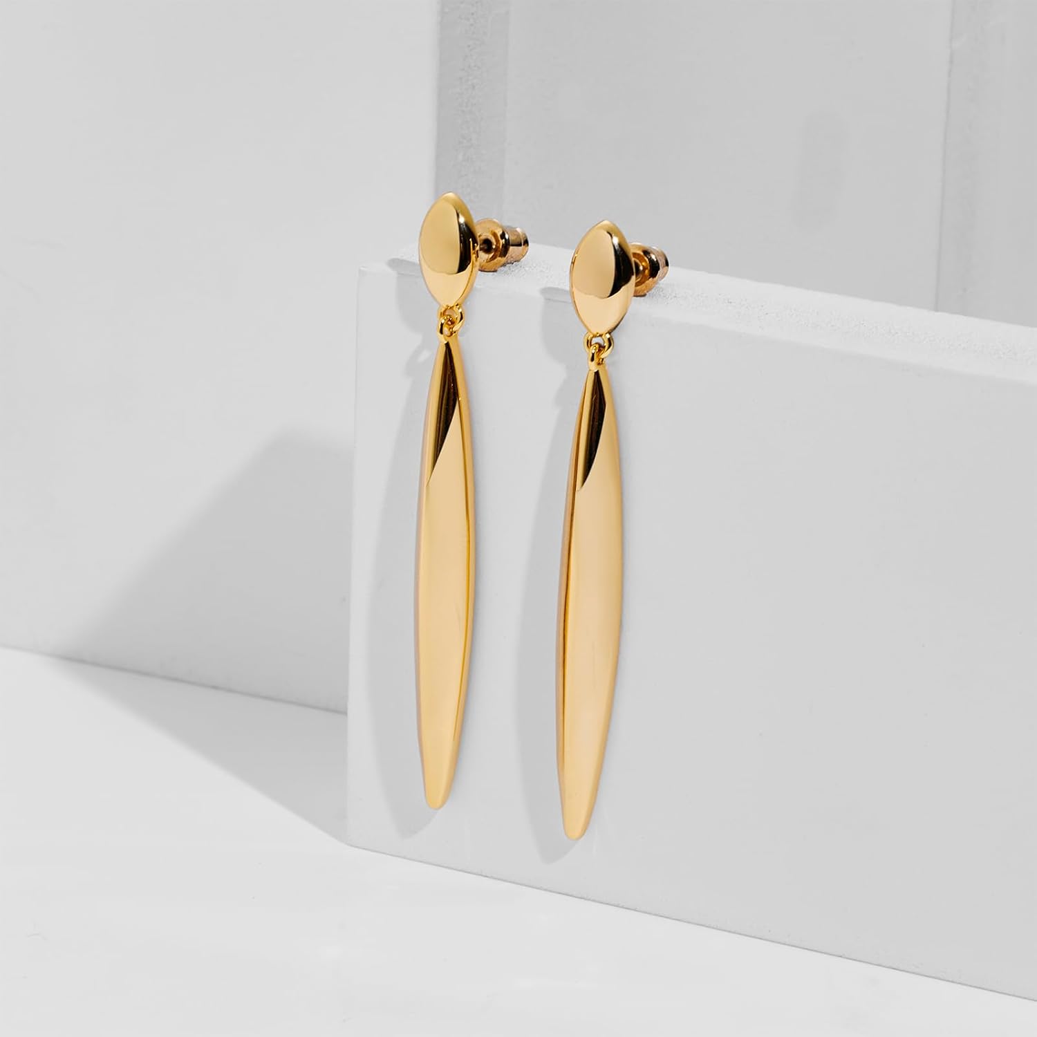 Gold Silver Minimalist Dainty Long Bar Drop Dangle Earrings for Women - Image 5