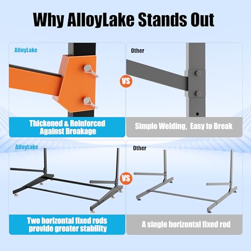 Image of Freestanding Kayak Storage Rack, 2-Tier Heavy Duty Outdoor Canoe Stand for Garage & Dock, Holds 220 lbs, Rust-Proof 304 Stainless Steel Hardware (Orange)