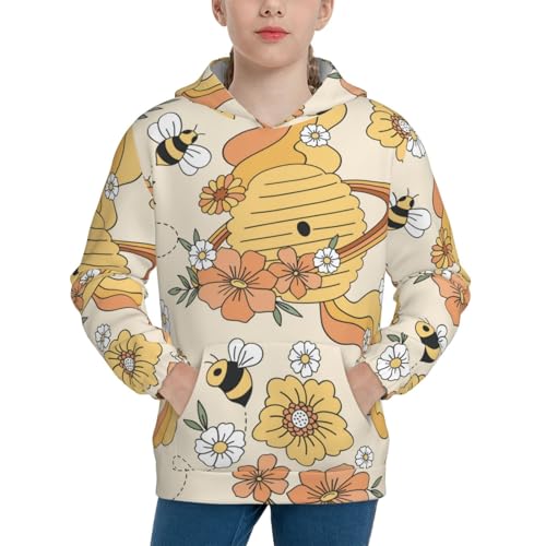Groovy Floral Kid Hoodies Boys Sweatshirts Girls Pullover with Pocket