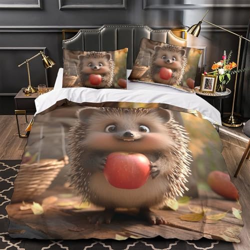 Housse de couette hérisson 3D anti-plis en microfibre douce pour lit King Size