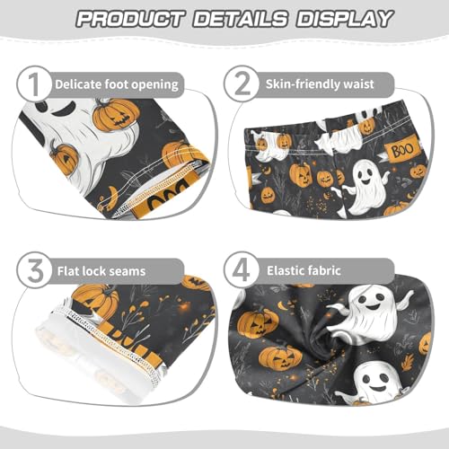 Cute Ghosts Holding Pumpkins Girls Leggings Halloween Kids Yoga Pants Dance Active Tights 4T3