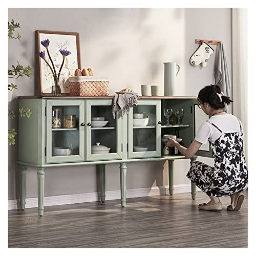 TOMYEUS Anrichte Sideboard Weinkabinett Retro Wohnzimmerregal Küche High Cabinet Locker Integriert aparadores para Salon (Color : Green) 5 TOMYEUS Anrichte Sideboard Weinkabinett Retro Wohnzimmerregal Küche High Cabinet Locker Integriert aparadores para Salon (Color : Green)