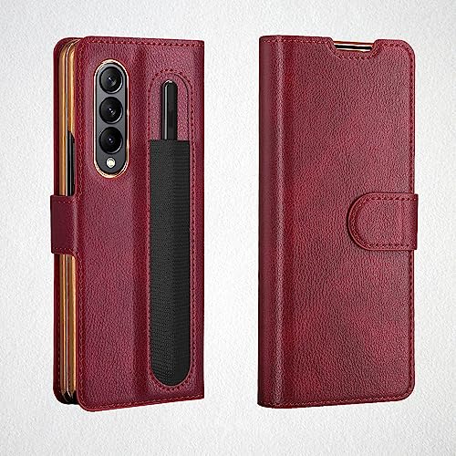 Housse cuir Galaxy Z Fold 3 rouge idéale pour vos déplacements