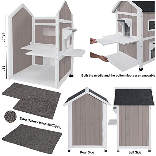 ROCKEVER Feral Cat Shelter Outdoor with Escape Door Rainproof Outside