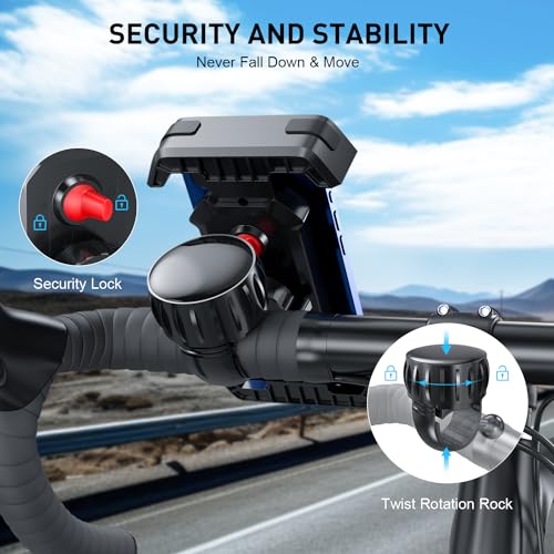 Image of Generic TEKING Bike Phone Holder, Motorcycle Phone Mount [Upgraded Lock Button & 360 Rotatable Reinforce Base] - Bicycle /Motorcycle Handlebar Clip Suitable for 4.7 inch inch - 7 inch inch Smartphones, Black