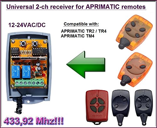 Aprimatic compatible receptor. 2-canales 433,92Mhz universal de radio módulo para Aprimatic TR2 / TR4 / TM4 transmisores. 12-24V AC/DC, NO/NC 433.92Mhz rolling / fixed code