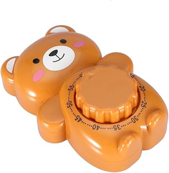 Mechanical Cooking Timer for Kitchen Cute Cartoon Bear Shape Kitchen Manual Alarm Counters(Brown)