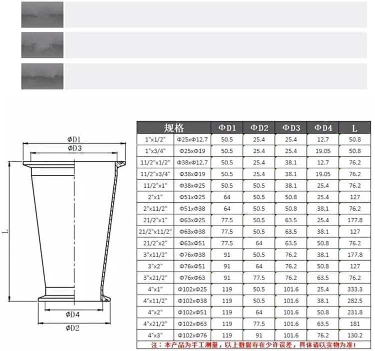 ローズゴルフクラブ MOE86 300【ドローが打てる 最新“300cc”ドライバー ※FWシャフト装着モデル登場】 MOICEYHF 1個 トライクランプレデューサー 2インチ OD64mm x 3インチ OD91mm 一体型可変直径パイプ ステン