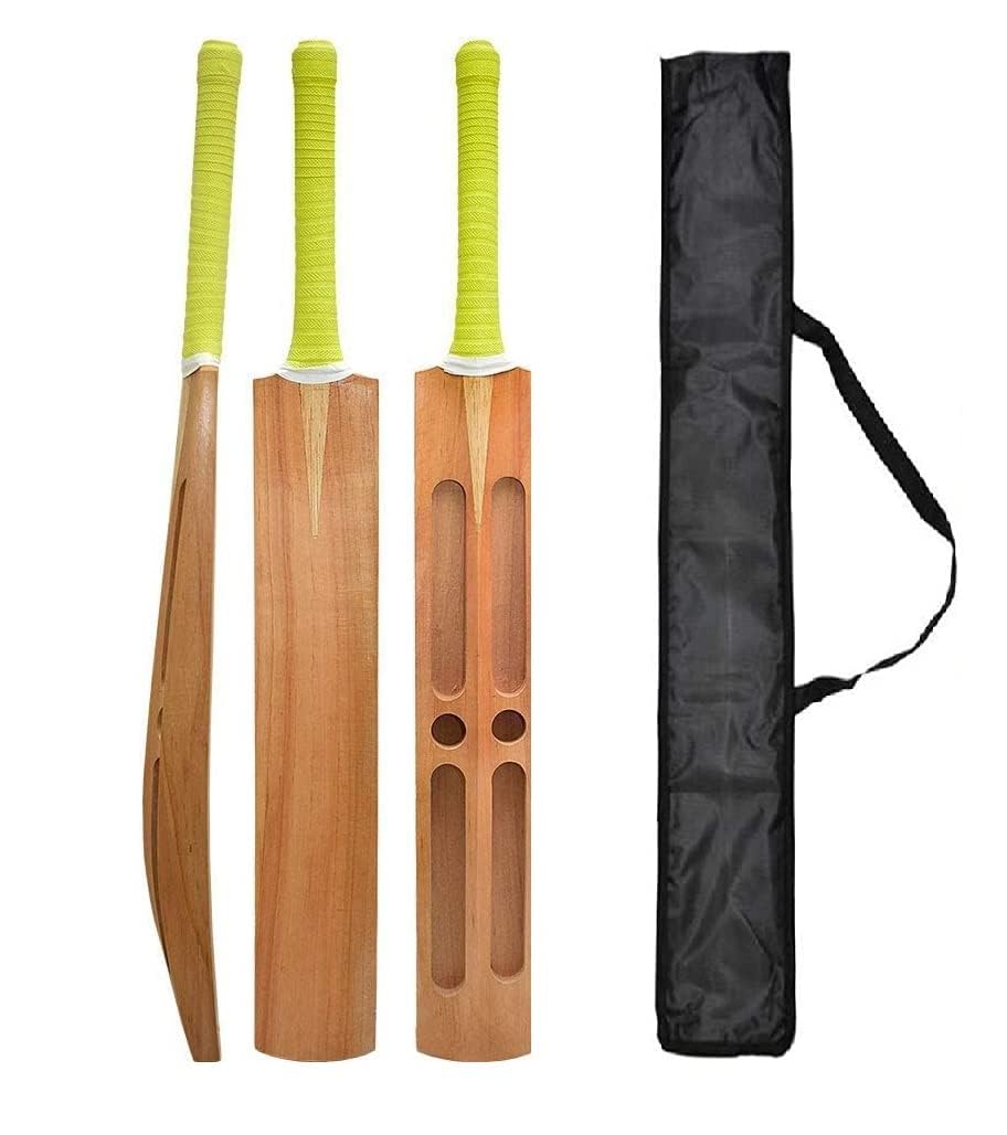 Mayra Cricket Bat Kashmiri Popular Willow Full Size For Tennis, Plastic, Lather Ball With Black Cover (Scoop)-image-1