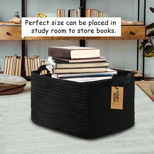 Image of COMFY-HOMI 3PACK Cotton Rope Square Basket with Handles for Shelves| Storage|Baby Basket for GIF|Shoe Basket for Organizing|New13.5 inch x 11 inch x 9.5 inch for Living Room