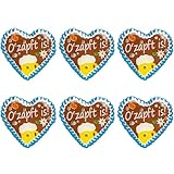 iZoeL 6 STK Oktoberfest Anstecker Pin, O'Zapft is'' im Lebkuchenherzen Design Oktoberfest Deko Accessories Damen Herren für Oktoberfest Fasching Geburtstag Firmenfeier Junggesellenabschied