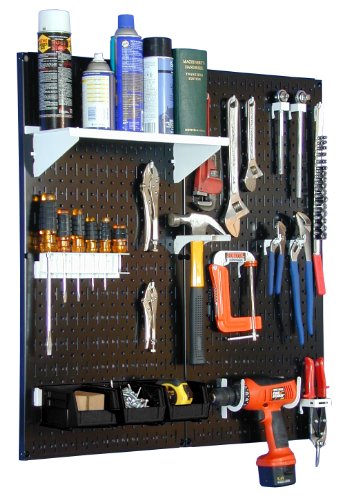 Wall Control Metal Pegboard Utility Tool Storage Kit With Black Pegboard And White Accessories #TOP14