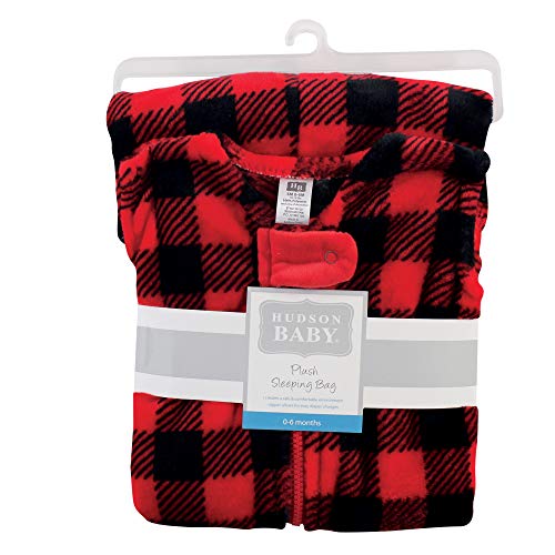 Image of Hudson Baby Unisex Baby Plush Sleeping Bag, Sack, Blanket, Buffalo Plaid, 6-12 Months