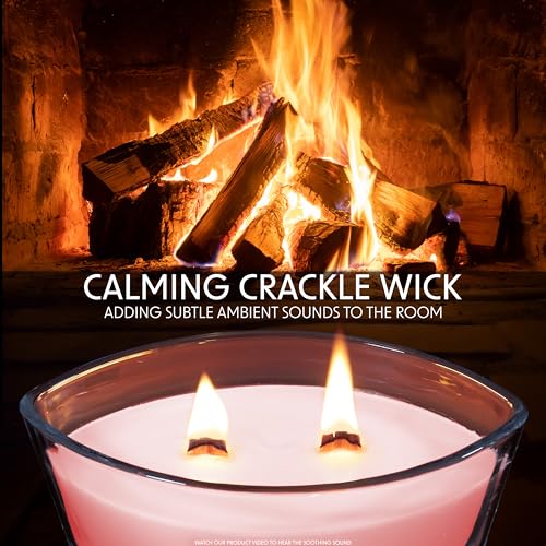 DECO EXPRESS Scented Candles, Double Wick Crackle Candles, Long 50 Hours Burn Time, Calming & Cosy Home Decor, Birthday - Image 2