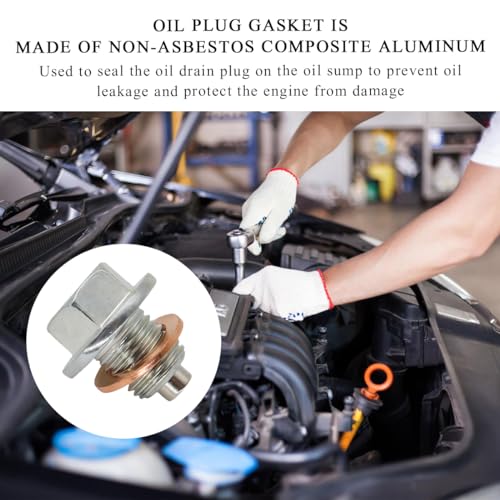 Image of 15 PCS Oil Drain Plug Gasket, 14mm Copper Oil Drain Plug Washer Gaskets Seals Replacement, Crush Washer Oil Drain Plug for OEM PN Part 007603-014106, Car Accessories