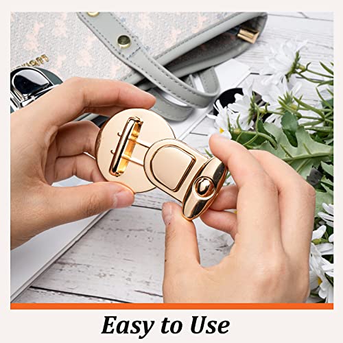 DAZAIGE 6 Pieces Turn Lock Clasps Practical Purse Closure Twist Buckle Fasteners Round Shape Metal Hardware Clip for DIY Craft Handbag Wallet Purse Making Bags Parts Accessories, 3 Colors - Thumbnail 6