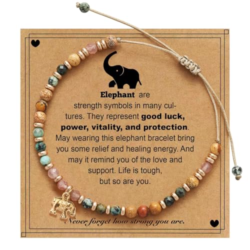 Pavolini Elephant Gifts for Women Mothers Day Gifts for Mom Inspirational Bracelet Natural Healing Stone Elephant Bracelet New Beginnings Gift Friendship Gift for Women