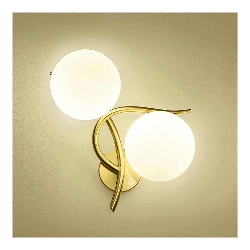 SMCCYYSD Wall Lamp, Golden Copper Nice Bedroom Decorative Lights, White Glass Lampshade, Bedside Sconce, Led Lighting Fixtures For Living Room Aisle Sta,Gold a