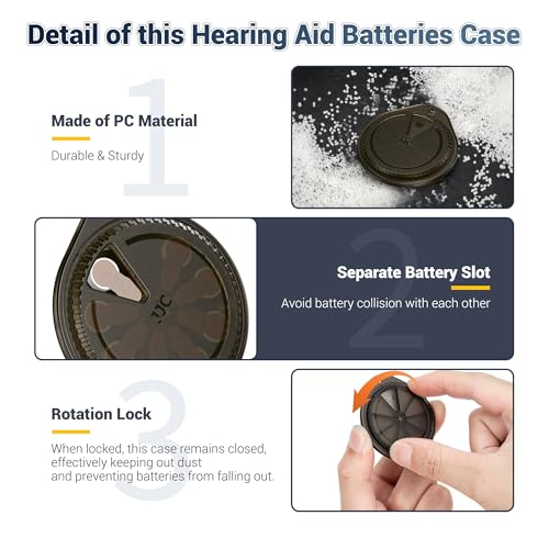 Image of Rotatable Size 312 13 10 Hearing Aid Battery Case with Keychain - Clear | LR41 Battery Caddy,for 8x Size312 A312 P312 312A PR41 P13 P10 LR41 AG3 Batteries,for Travel,NOT Fit Extra Long /Square Tab