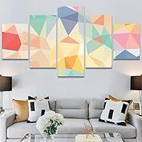 SIGNWIN 5 Panel Canvas Wall Art Modern Art Decorative Elements Fun Geometric Mixed Media Multicolor Patterns for Home Decorations Ready to Hang - 60