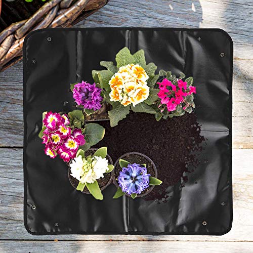 Cikonielf Gardening Mat Oxford Cloth Plant Seedling Repotting Tray for Indoor Flower Transplanting Operating Tidy Potting Mat(Black) - Image 4