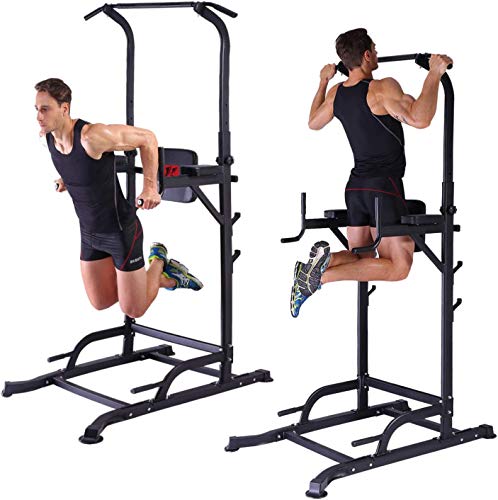 K KiNGKANG Power Tower Adjustable Height Multi-Function Home Strength Training Fitness Workout Station, T056