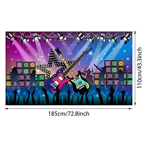 Blulu Karaoke Party Decorations Rock and Roll Backdrop Banner Tapestry Band Rock Star Banner for Music Party Photography Studio Props Festival Decor 72.8 x 43.3 Inch