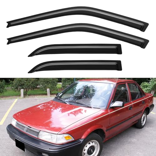 Image of Window Visors Rain Guards Shield for 1984-1992 Toyota Corolla, Out-Channel Window Vent Wind Deflectors Visors Shades for 84-92 Corolla