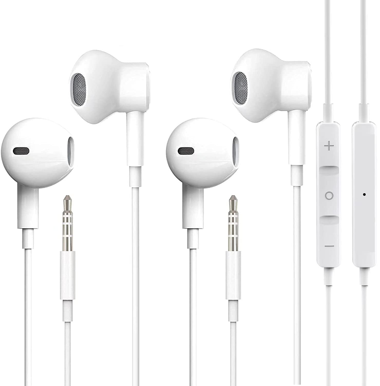 YHSRBD 2 Pack Wired Earbuds Headphones, 3.5mm Earphones with Microphone for iPhone Headphones, Noise Isolating Volume Control Stereo Bass, Compatible with iPhone iPad iPod MP3 Android for Computer