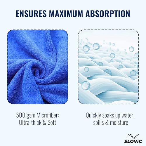 Image of SLOVIC Microfiber Cleaning Cloth [30 x 60 CM] | Multipurpose 500 GSM Micro Fiber Cloth for Car Cleaning Both for Interior & Exterior