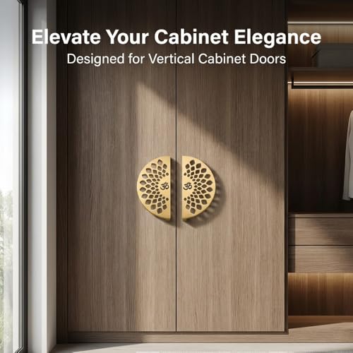 Image of Om Design Cabinet Handle /5 Inch Door Handles for Wardrobe /Door Handle /Stainless Steel (PVD Gold) Set of 1-| 3 Years Warranty |