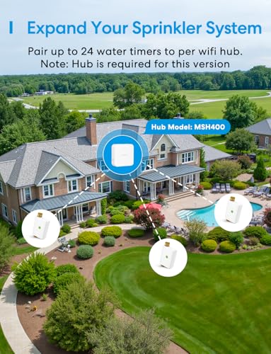 Image of meross WiFi Water Hose Timer, Smart Sprinkler Timer with Brass Inlet & Outet, Work with Apple Homekit, Alexa & Google Assistant, Water Valve for Lawn, Garden, Yard and Pool, MSH400 /MSH450 Hub Required