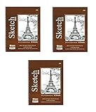 BAZIC 30 Ct. 8.5' X 11' Side Bound Spiral Premium Sketch Book. Sold as 3 Pack