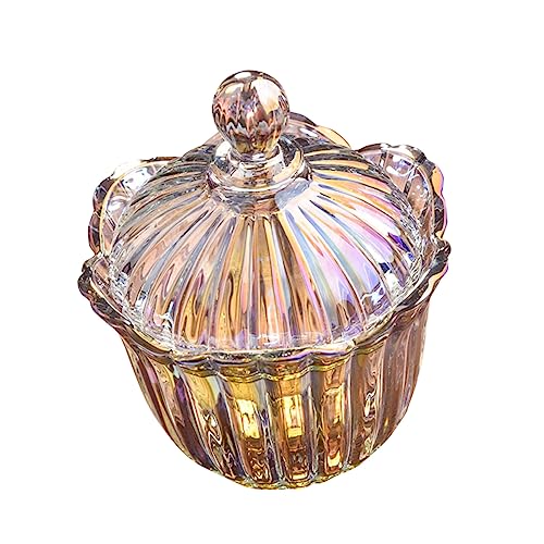 PRETYZOOM tarro de cristal para dulces tapa plato de dulces juguete Artilugio vitrina de muñecas mason jars tarro de almohadillas de algodón tarro de almacenamiento transparente