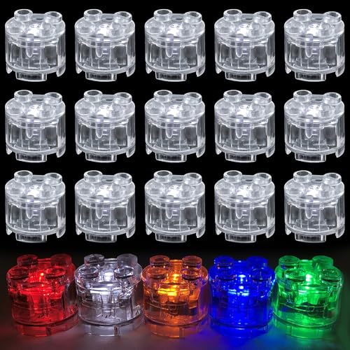 Joycabin 15 Stück Leuchtende Bausteine, 2x2 LED Leuchtsteine, Transparent Runde...