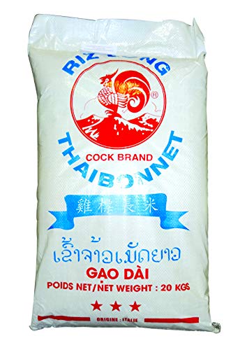 Riz long Thai Thaibonnet Gao Dai Thaïlandais - Marque Coq - Sac de 20KG - Livraison Gratuite France Expédition par la sté Bo Time