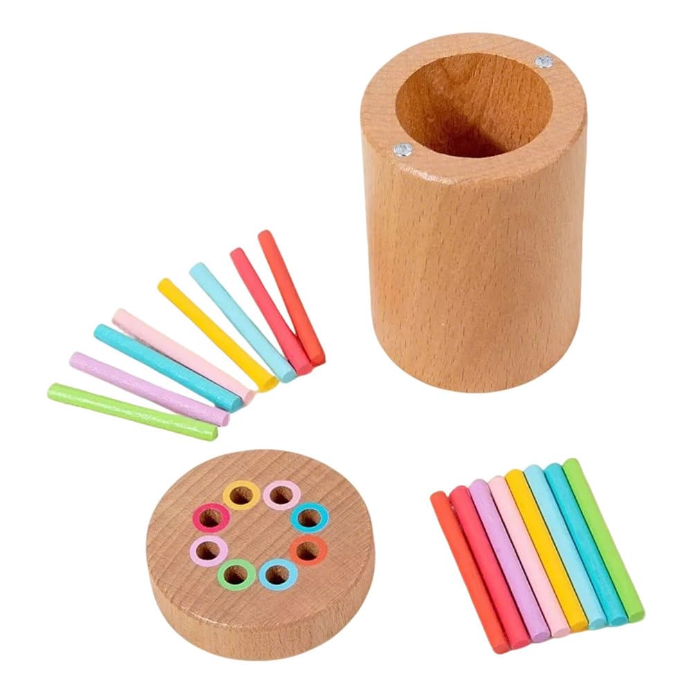 ttnmrc Montessori Wooden Color Sorting Barrel Toy