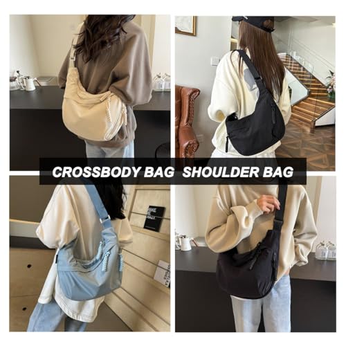 Bolso bandolera para mujer, tela nylon negro miniatura 2