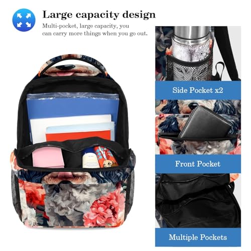 Sac à dos caniche gris et trousse de cours pour ado