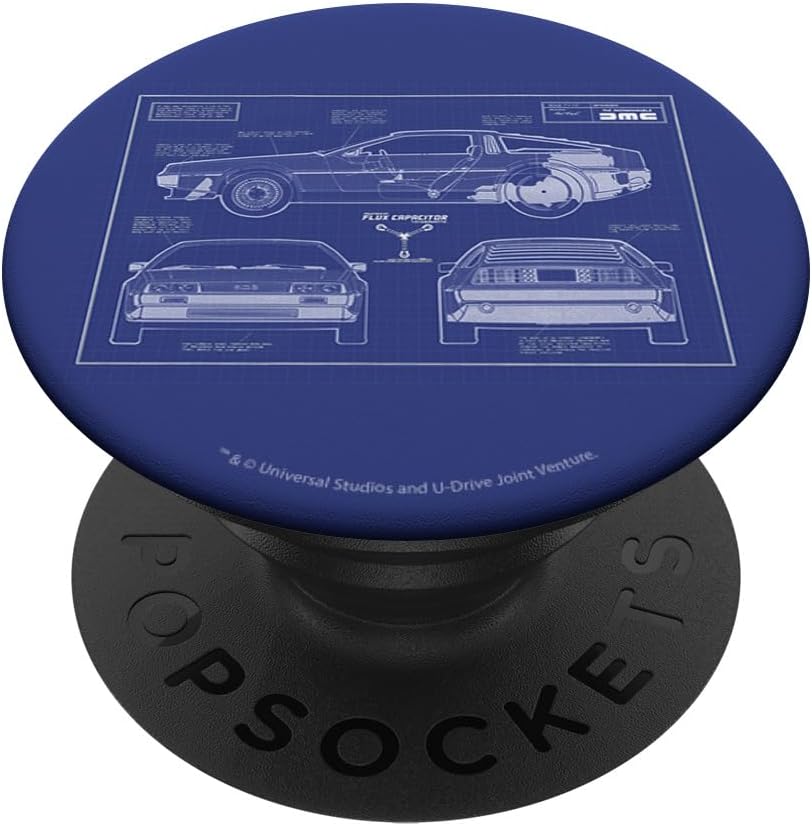 Back To The Future Delorean Schematics PopSockets MagSafe PopGrip for iPhone